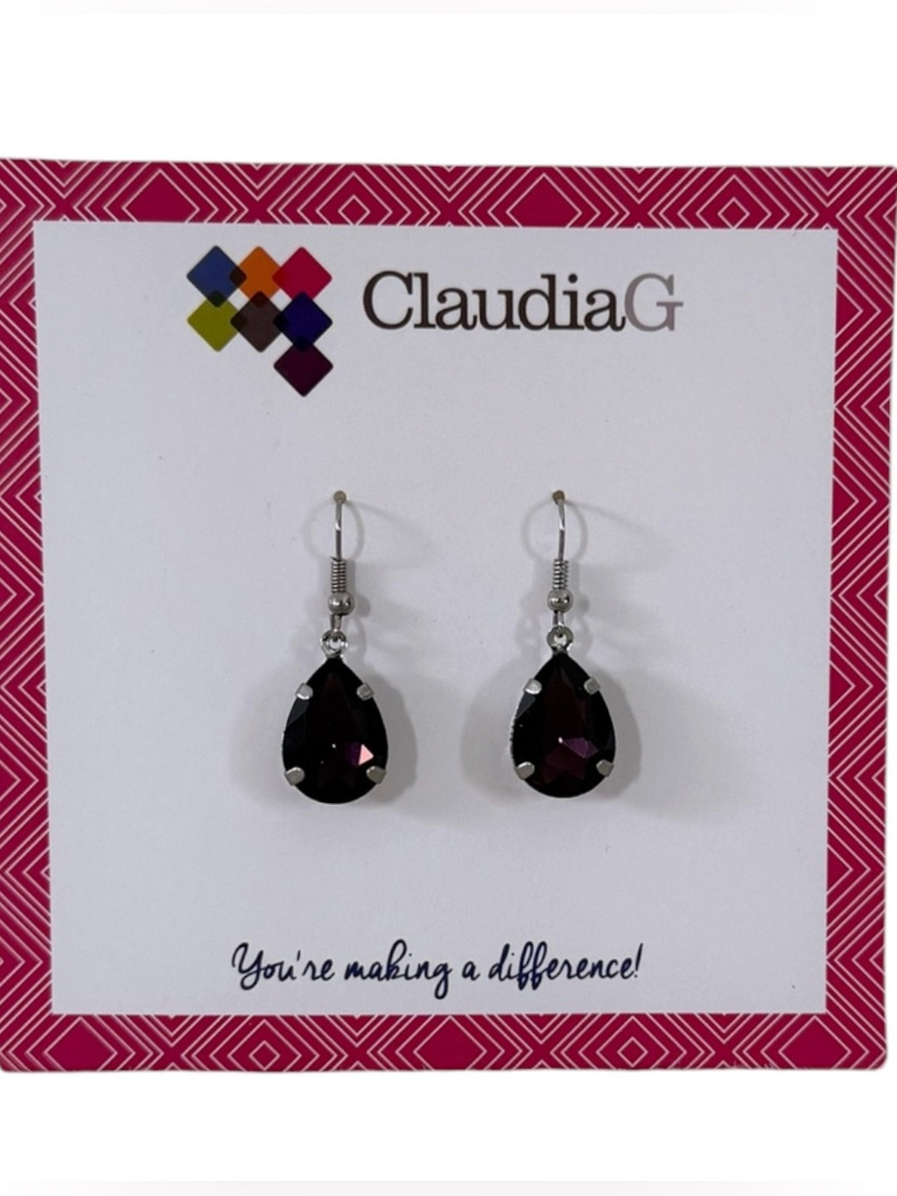 CLAUDIAG COLLECTION EGGPLANT PURPLE TEARDROP EARRINGS